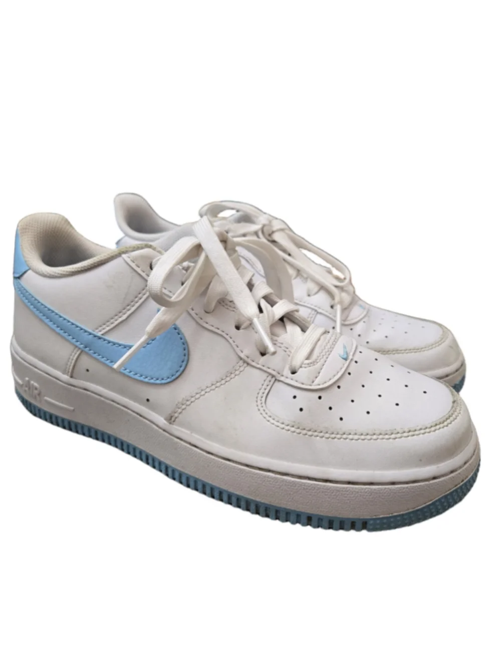 Youth Nike Air Force 1 White Light Blue Sneakers Size 6 Womens Size 7.5-8